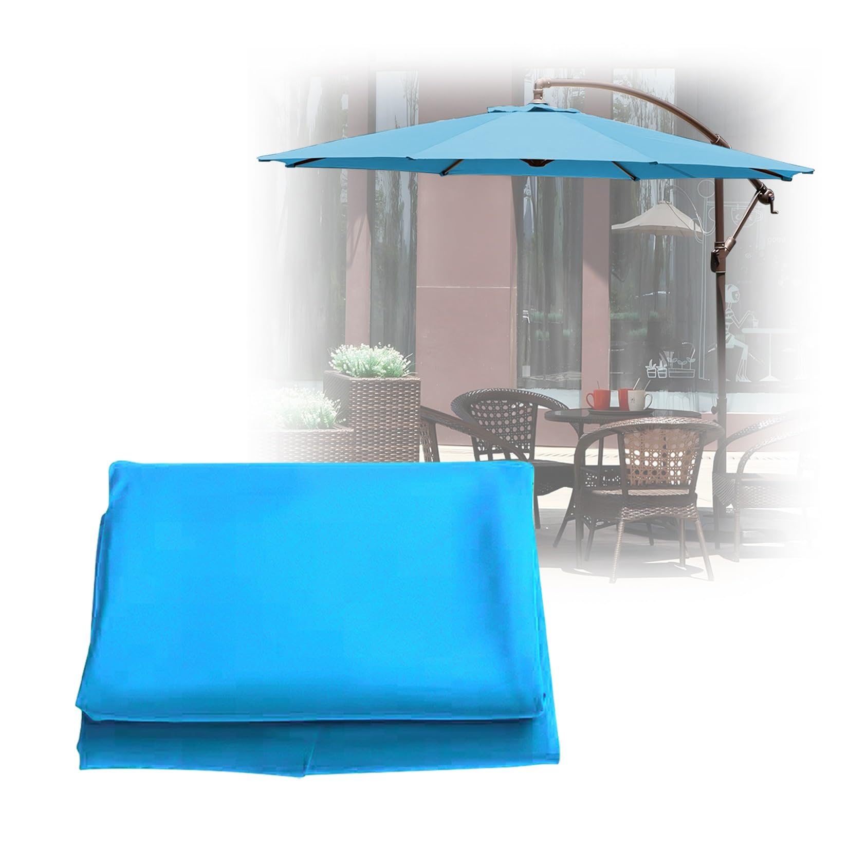 ESOYAWE Garden Parasol Covers Replacement Parasol Canopy, 6 Ribs 8 Ribs Patio Umbrella Replacement Canopy, Waterproof UV Protection Outdoor Parasol Fabric Replacement (Canopy Only)