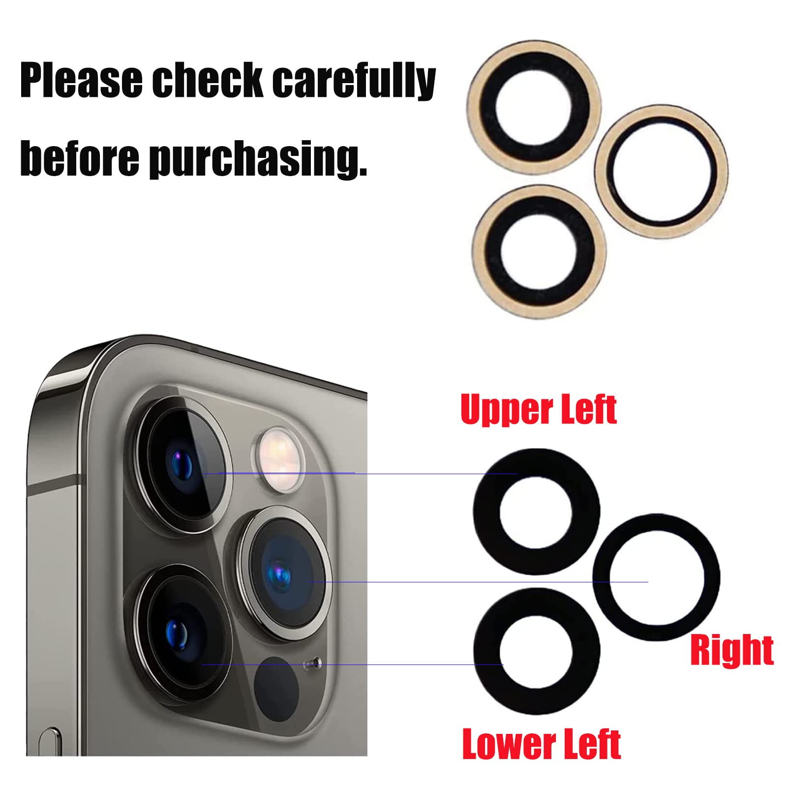 Vetro Fotocamera Posteriore Per IPhone 12 PRO Max - Kit Sostituzione Con 2 Lenti Zaffiro E Utensili - Foto 6