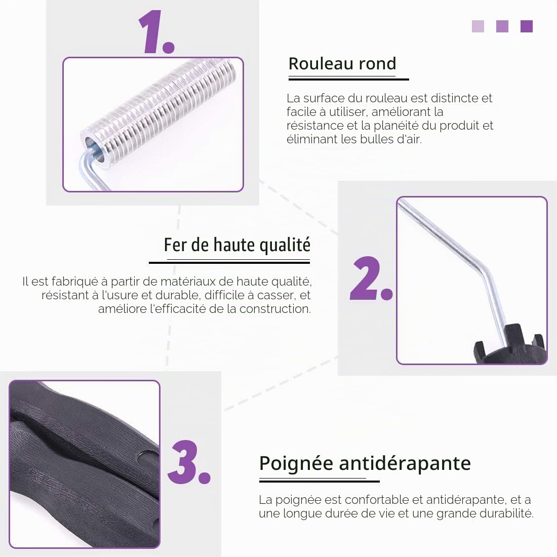 Swpeet Lot de 4 rouleaux en fibre de verre et 1 pinceau de détail avec 1 paire de gants, outil de palettes à bulles en fibre de verre, kit de rouleau de peinture pour moules