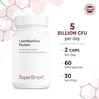 Vista 5 de Supersmart - Lactobacillus Reuteri 5 Billion CFU per Day - Probiotic Supplement Non-GMO & Gluten Free - 60 DR Capsules