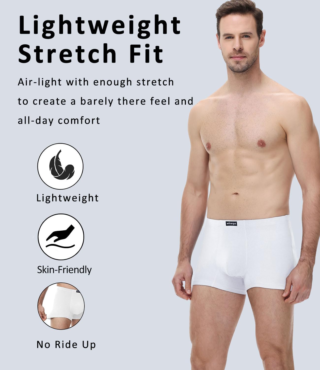 wirarpa Men's Cotton Trunks Underwear Short Leg Covered Band Boxer Briefs 4 Pack - Image 5