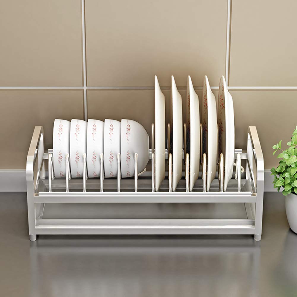 Escurreplatos Pequeño,Compacto Escurreplatos con Removible Bandeja De Goteo Acero Inoxidable Estante Drainer para Kitchen Countertop A