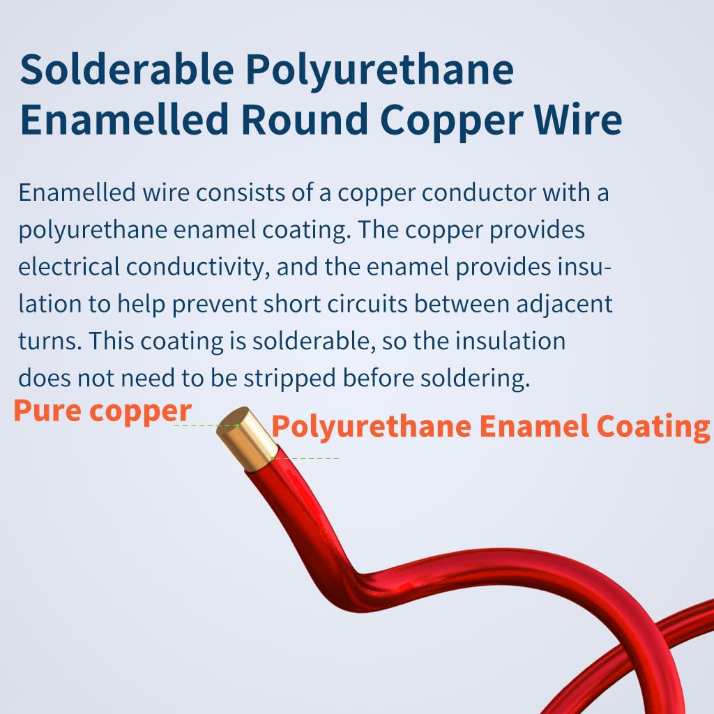 18 AWG Magnet Wire - Red Enameled Copper Wire -3