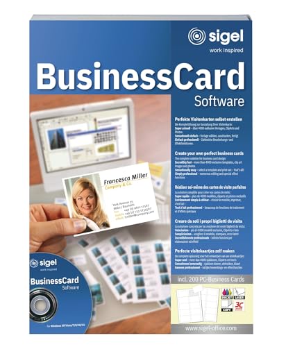 SIGEL SW670 BusinessCard Gestaltungs-Software für Visitenkarten, CD inkl. 200 Karten