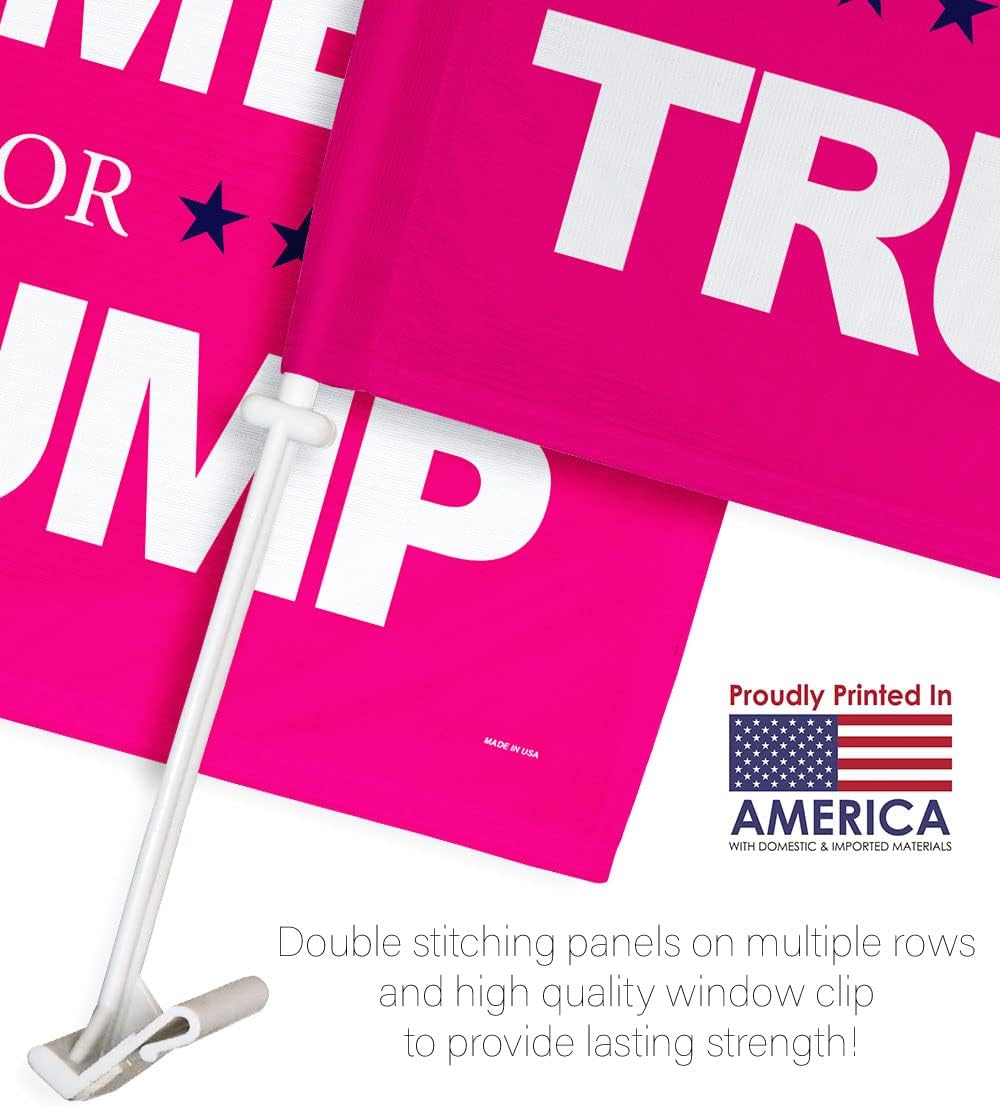 Women For Trump American Flags Pack Vehicle Auto Decorations For Window Decor Mount Bracket Small Pro-Trump 2024 MAGA Bandera Para Carros Outdoor Pole Accessories Mothers Day Gifts Made In USA