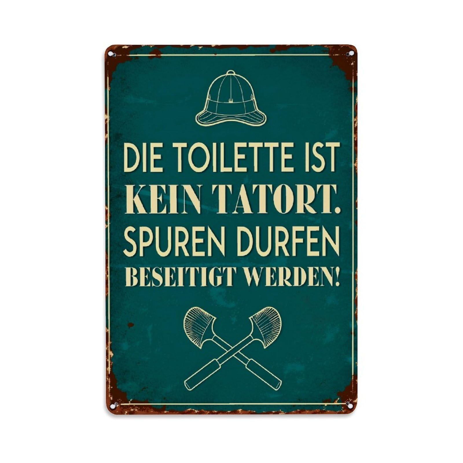 Lzwbntey Vintage Toilet No Crime Scene Traces Removed Metal Tin Sign Retro Wall Decor For Home Bar Garage Cafe, Indoor & Outdoor Decorative Metal Poster, 8X12 Inch