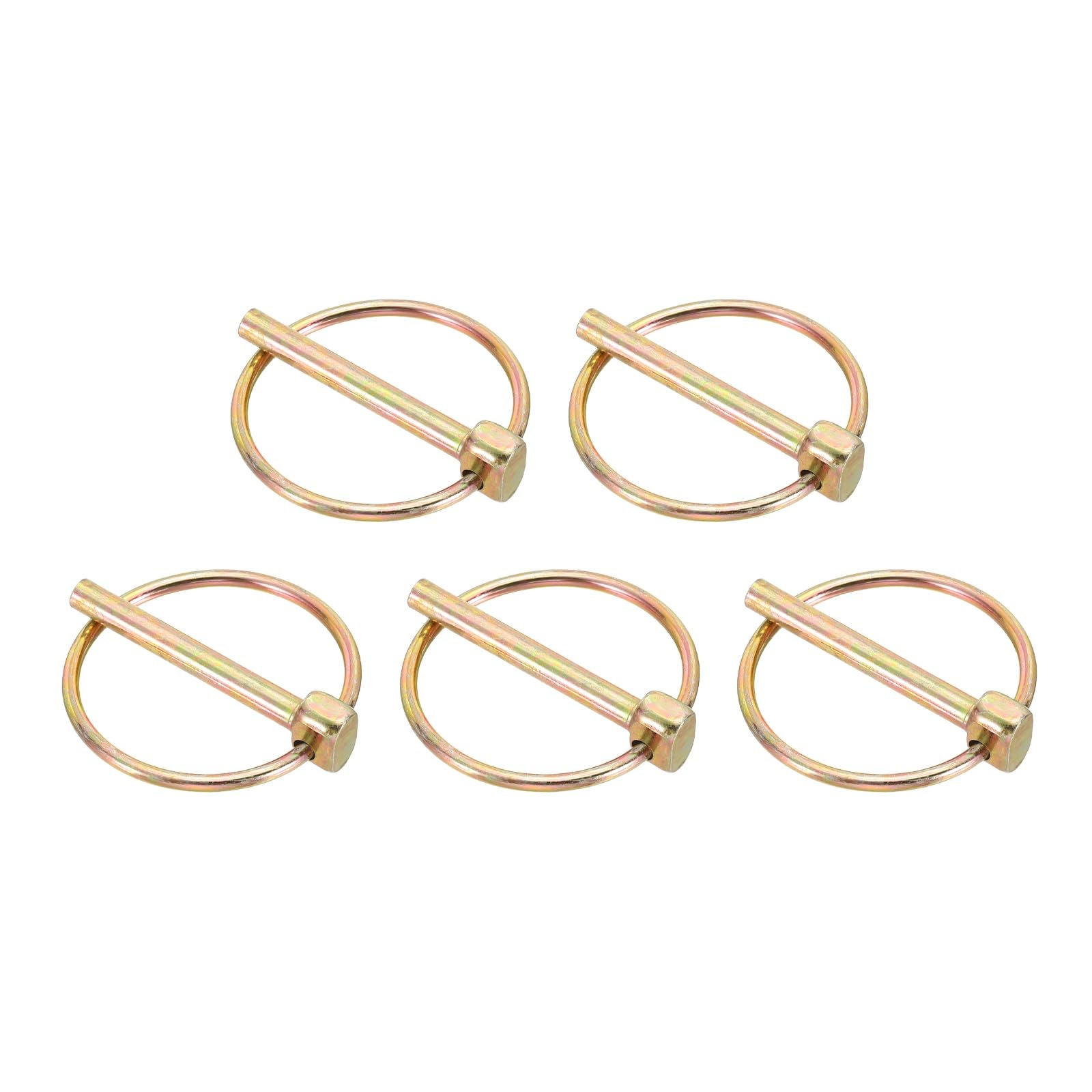 sourcing map 5Pcs Lynch Pin with Ring (4.5mm x 36mm) - Heavy Duty Linch Pins Shaft Locking Pin Clips Carbon Steel, for Farm Tractors Trucks Lawn Mowers Trailers Trolley, Gold