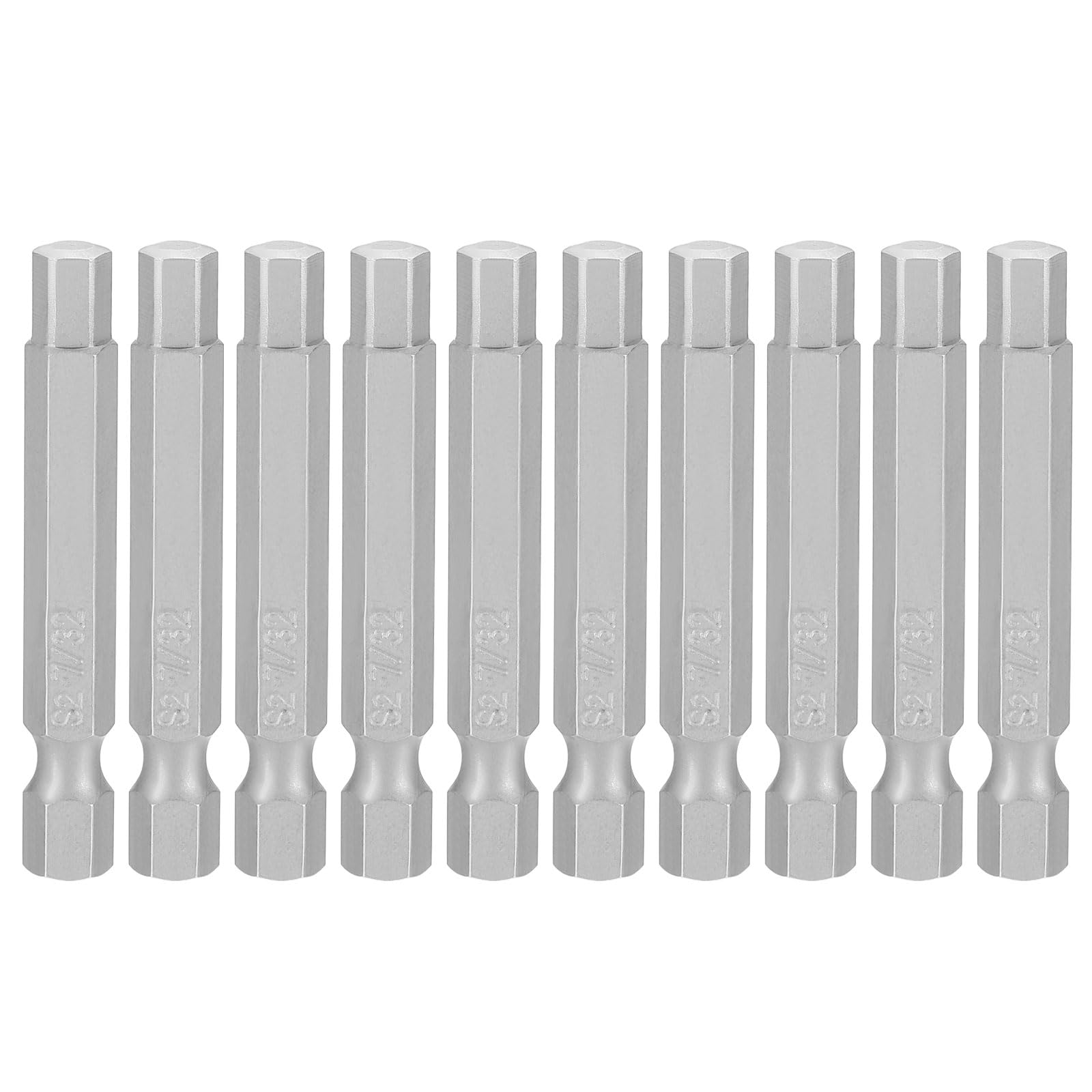 sourcing map 10pcs Hex Head Wrench Drill Bit 7/32" SAE 1/4" Hex Shank 2"(50mm) Length S2 Steel Magnetic Impact Drivers Industrial Grade Hexagon Electric Screwdriver Bit, Gray