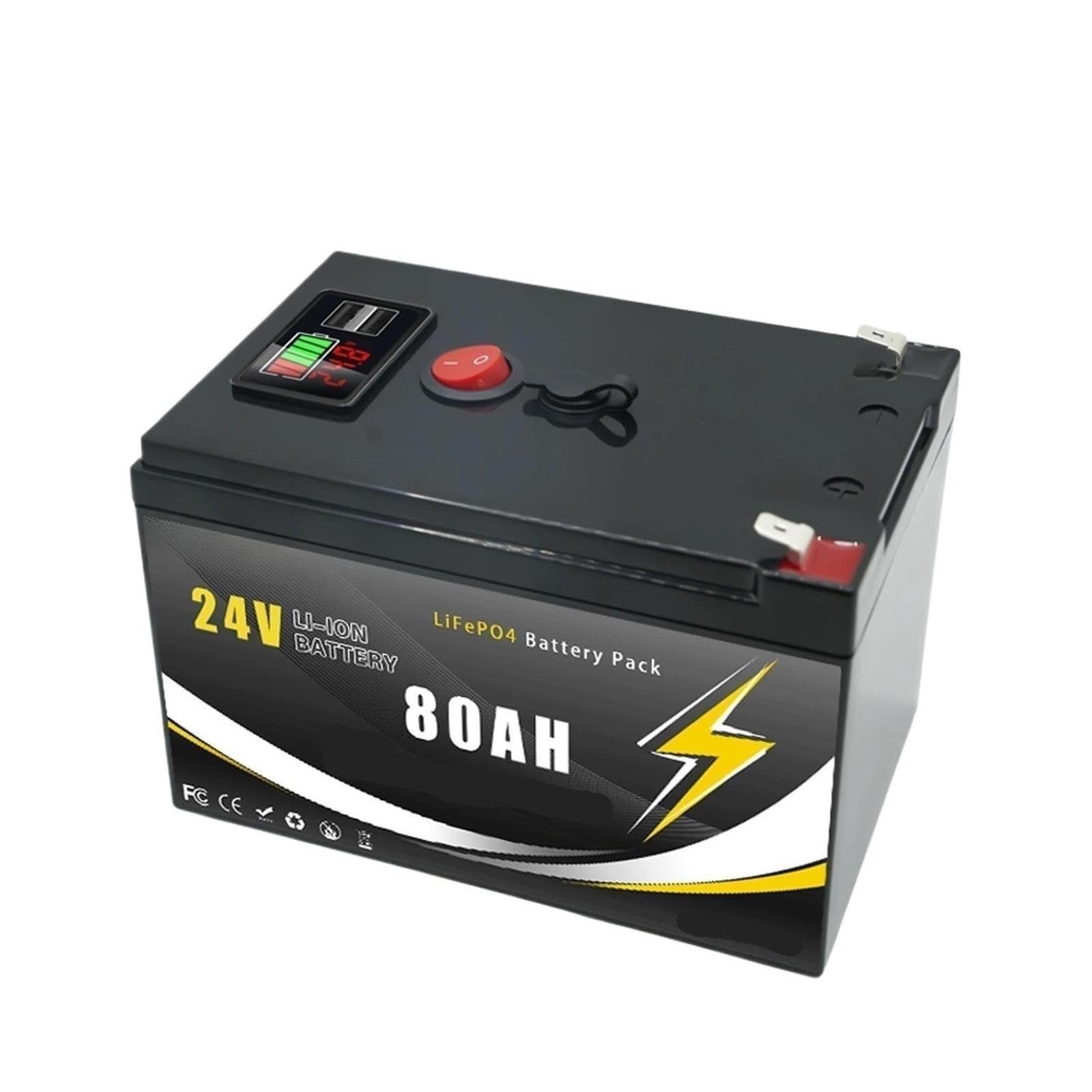 Pacco batteria agli ioni di litio 18650 da 24 V 120 Ah con USB