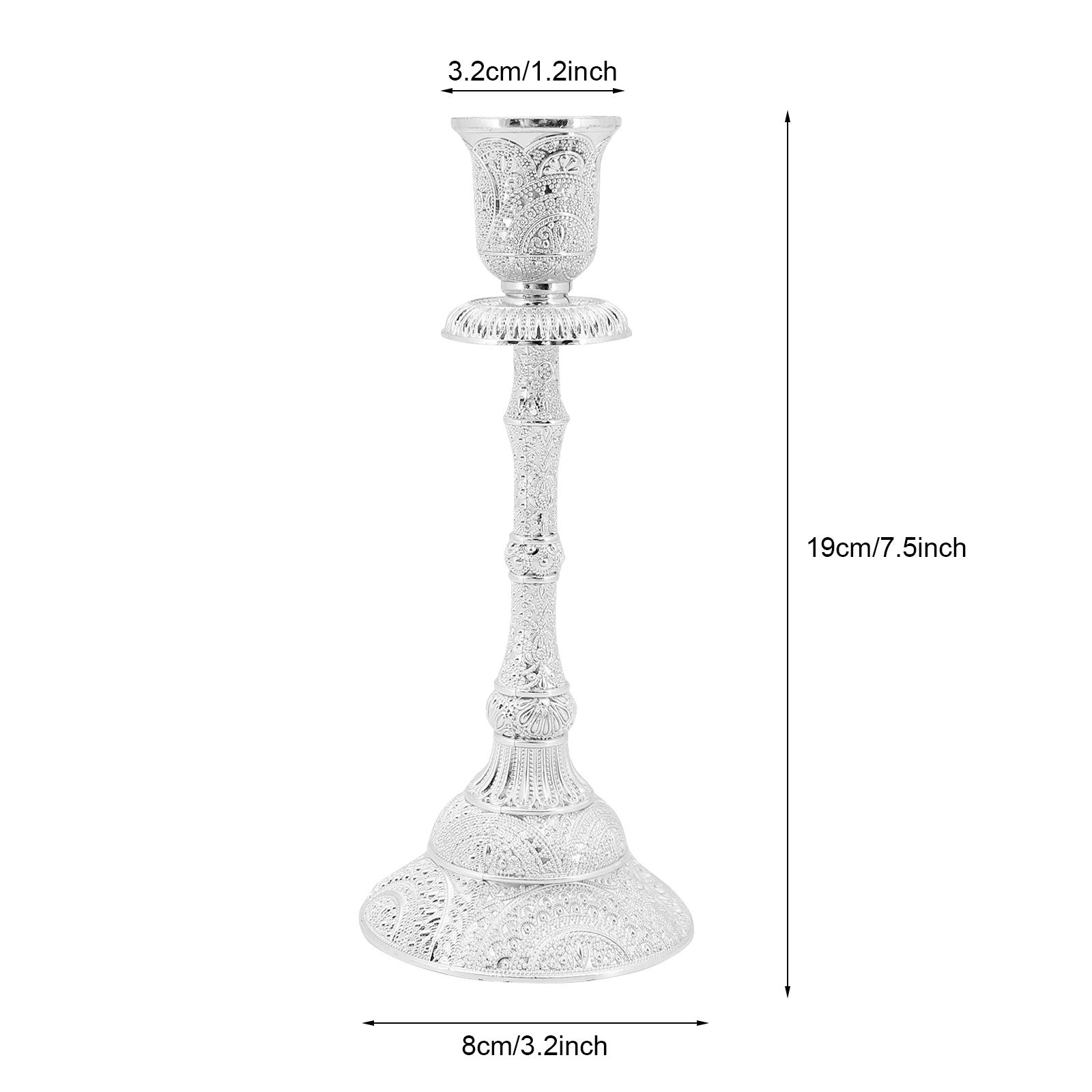 Candelabros cónicos, Juego de 2 candelabros chapados en Plata/Oro para Adornos de Sala de Estar, centros de Mesa, decoración del hogar (Plata)