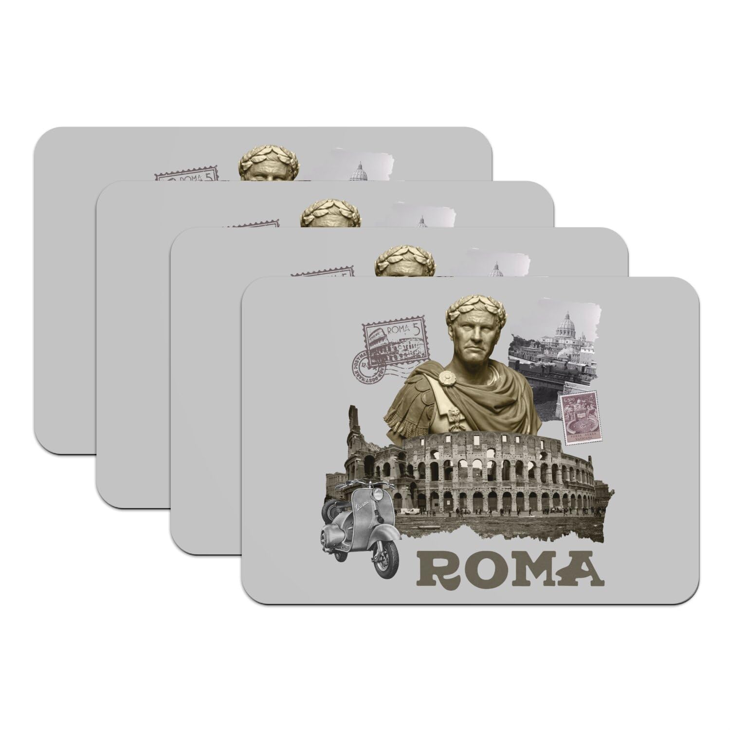 Sets de table antidérapants Roma Vintage gris grand format pour protéger vos meubles