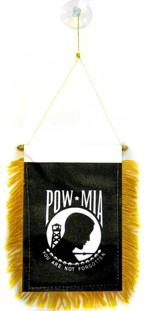 AZ FLAG, Pow-Mia Remember Mini Banner, 6'' x 4'', 100% Polyester Powmia Recognition Day Small Pennant for Car