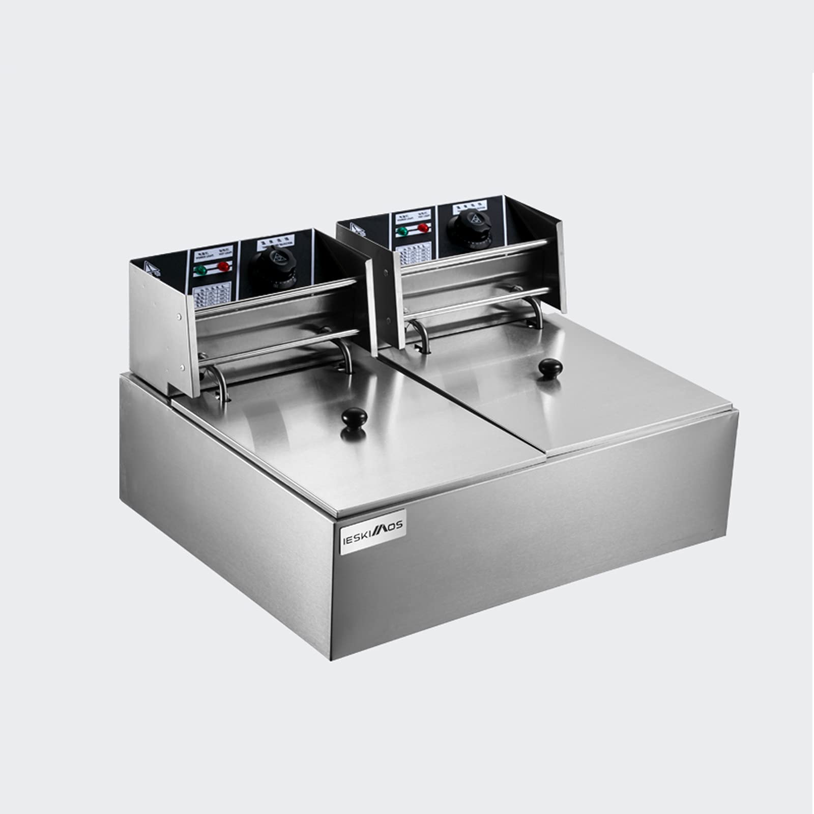 Freidoras Eléctricas Comerciales Profundas, Eléctricas con Tapas De Cesta, 6L/12L De Profundidad, Acero Inoxidable Resistente, Grasa Profunda para Restaurante, Hogar, Cocina, Cocinar Aliment