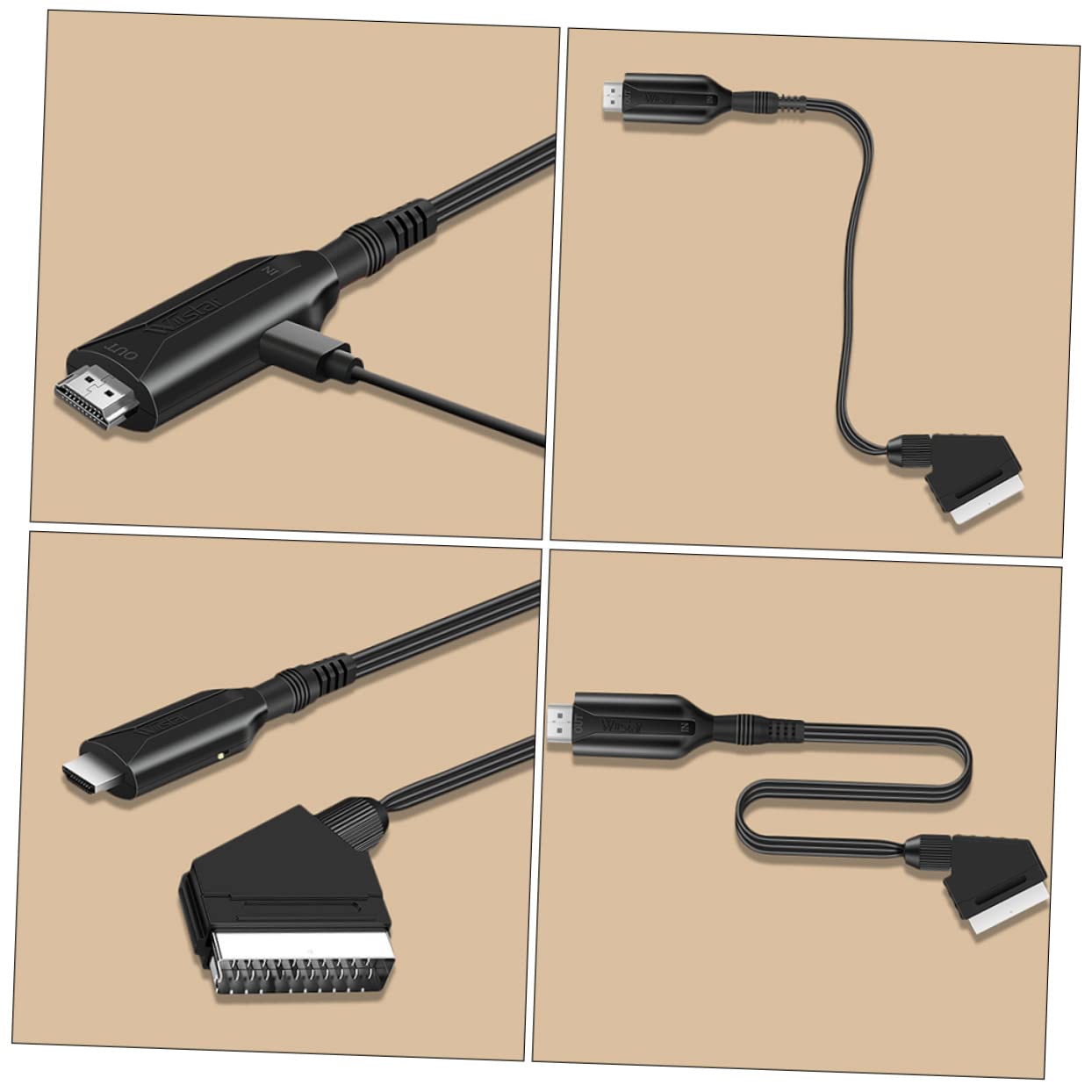 NUOBESTY 3 Piezas Convertidor Scart Adaptador de Audio y Video Soporte para Vga y DVD Instalación