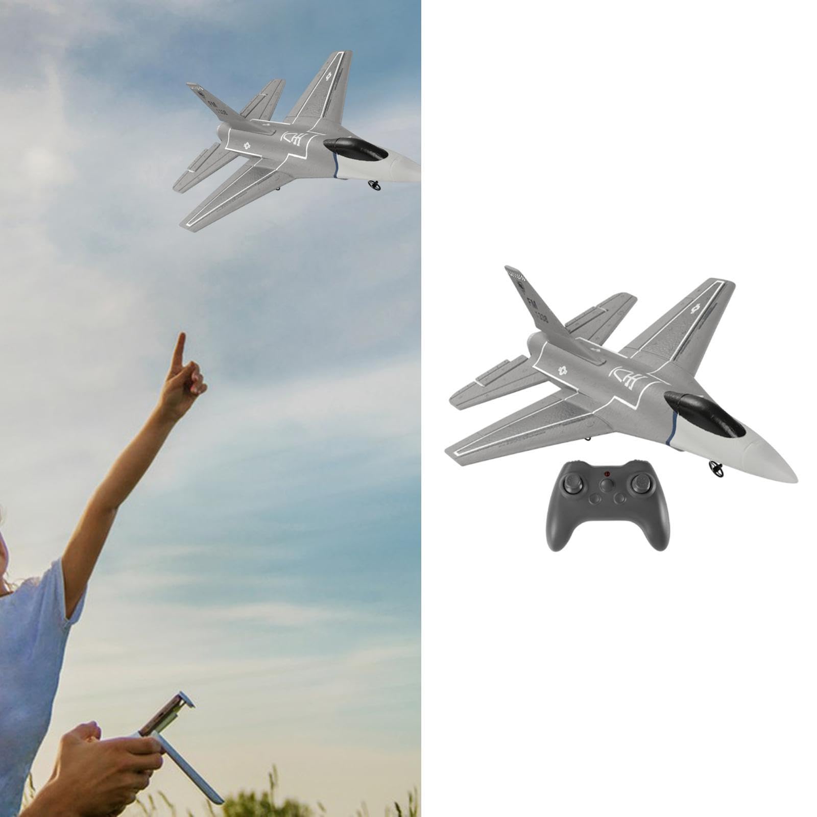 RC Aereo Radiocomandato 3 Canali Modellino Aereo Giocattolo Jet da Combattimento Materiale PP Resistente per Ragazzi Ragazze Appassionati di