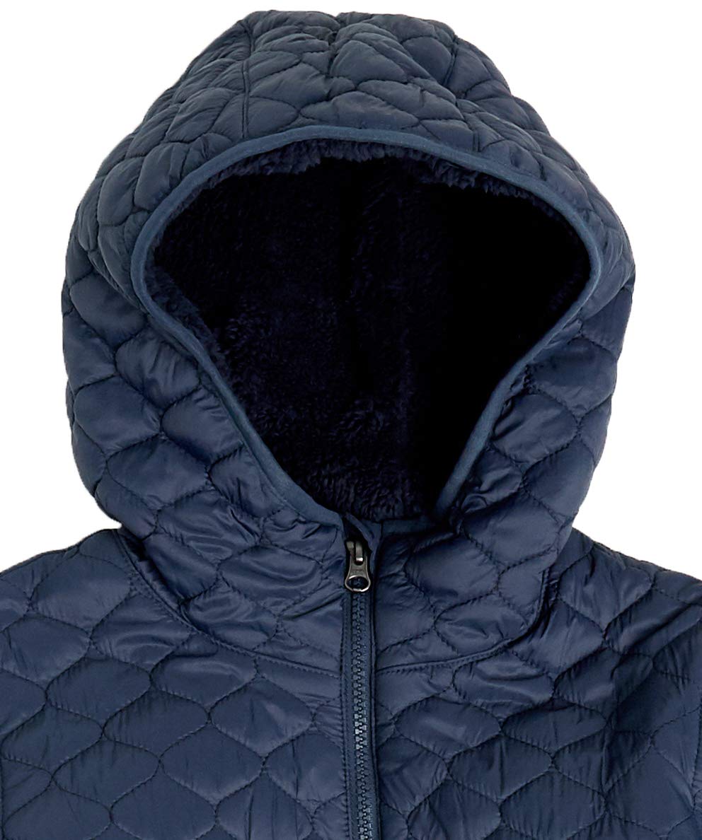 Amazon Essentials Donna Piumino Leggero Trapuntato con Cappuccio Foderato in Sherpa Impermeabile con Cerniera Integrale
