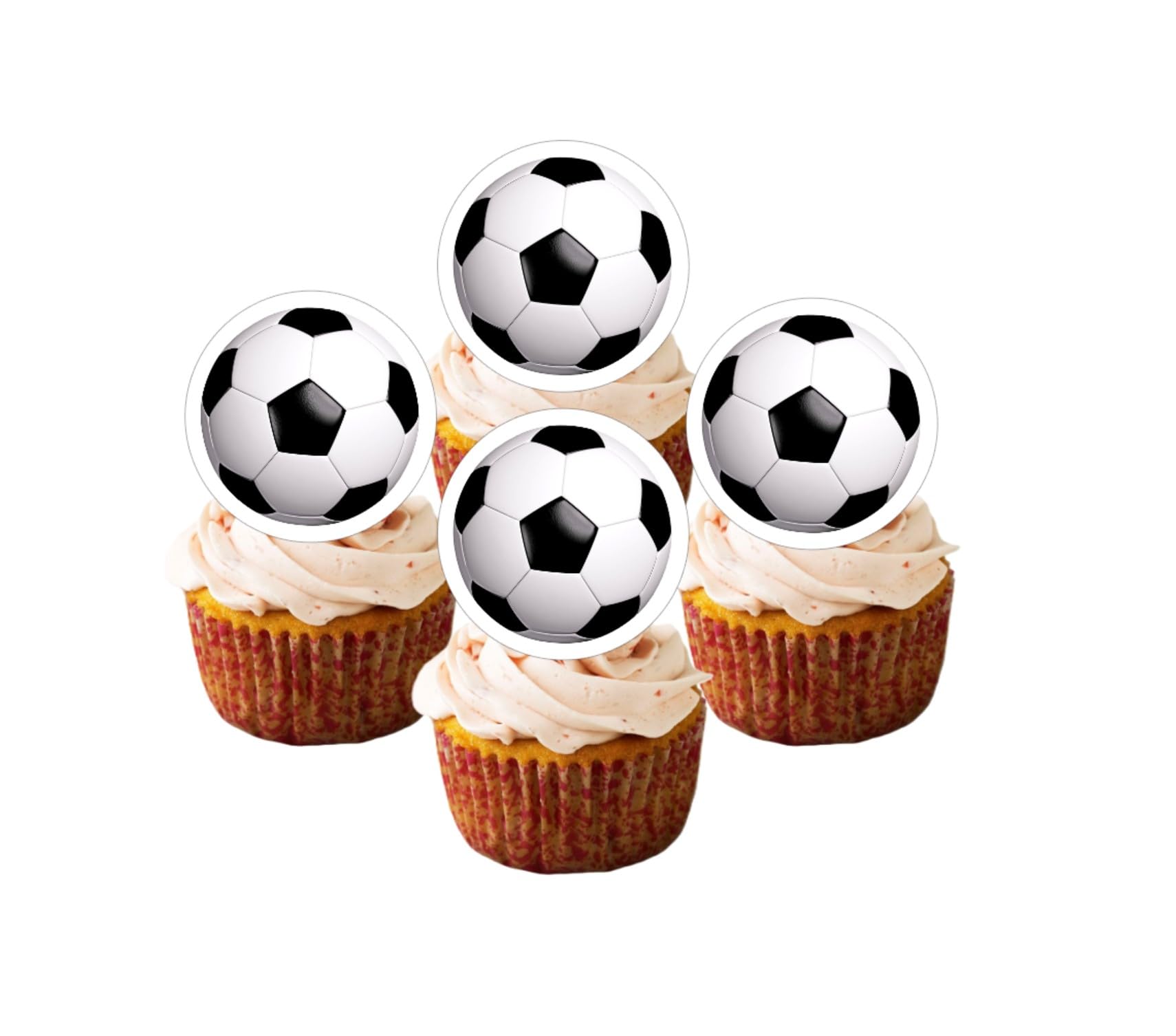 30 x Pre Cut Football Cake, Cupcake Toppers/Decorations Edible Premium Wafer Paper