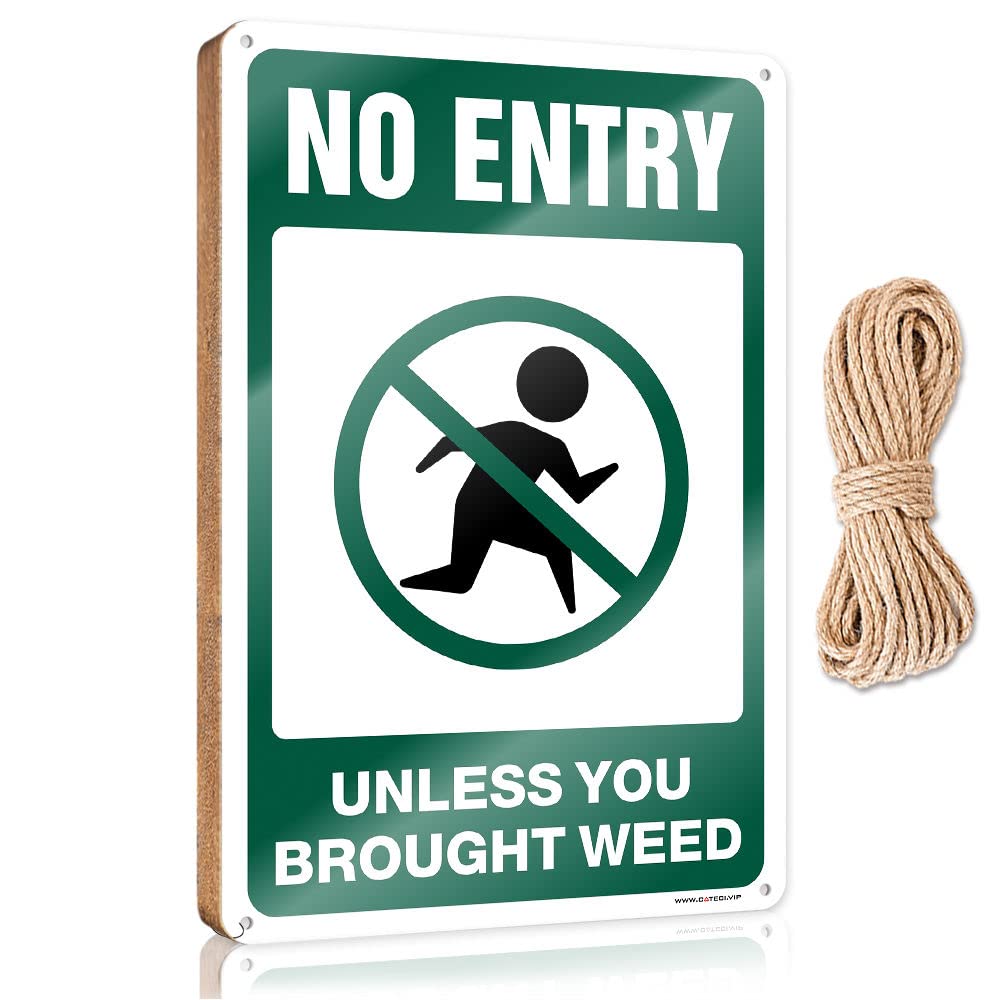 Funny Bathroom Wall Decor Sign Wood No Entry Unless You Brought Weed Wooden Sign Funny Bathroom Decor House Decor Clearance(15X28CM)