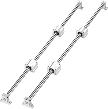 Linear Guide Rail Set, 2 Pcs Optical Linear OD12mm 400mm + 4 Pcs SCS12UU Linear Bearing Seat + 4 Pcs SK12 Bearing Support 12mm 400mm, Track Saw Guide Rail for 3D Printer Milling Lathe