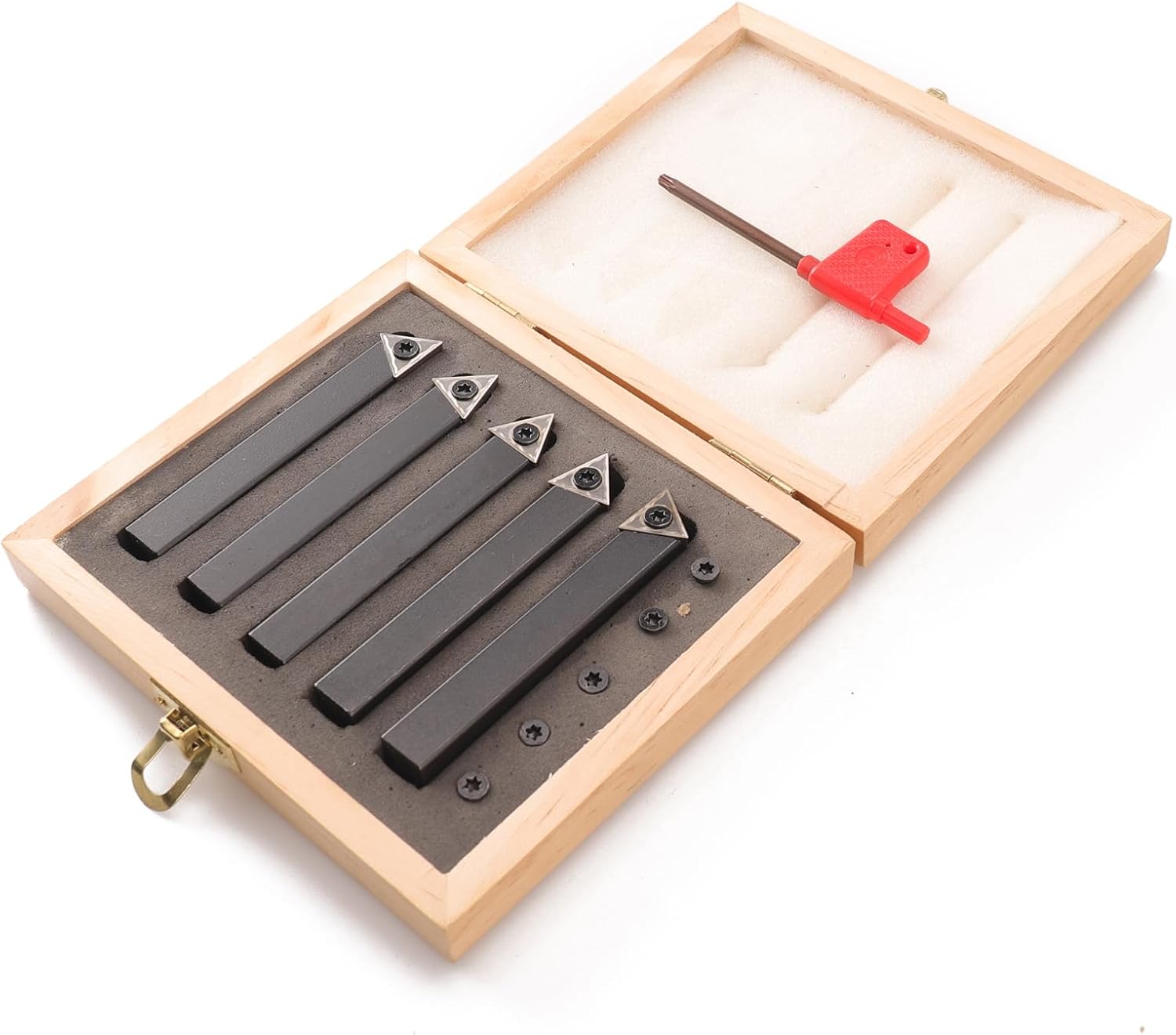 5PCS Indexable Carbide Turning Tools Set 3/4" AL/AR/BL/BR/E Style for Turning, Facing, Boring, Chamfering - Fits Most Mini Lathes and Bench Top Machines