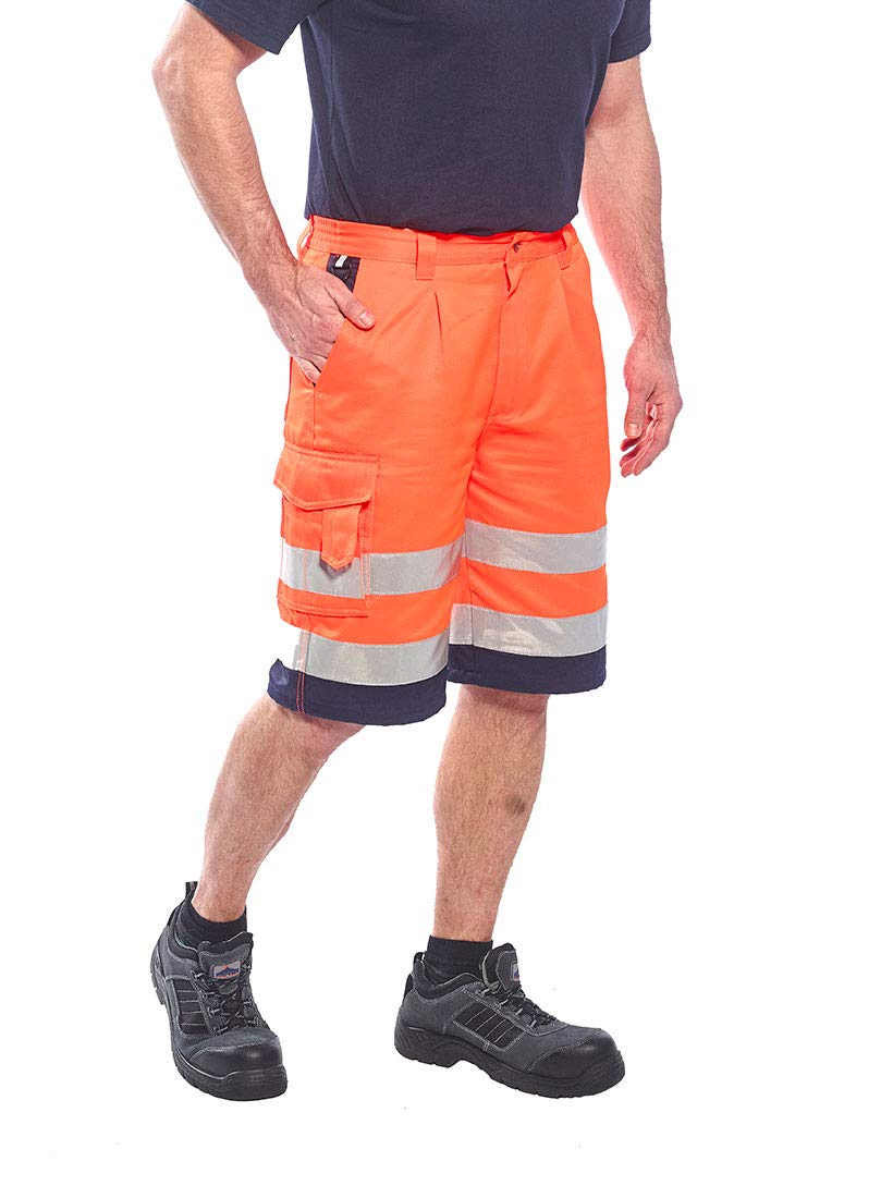 Portwest Men's Orange / Navy Class 1 Hi Vis Poly Cotton Shorts