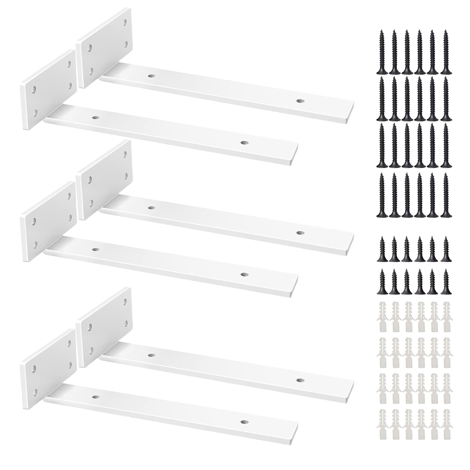6 Pack Shelf Bracket, Floating Shelf Brackets 20 cm White