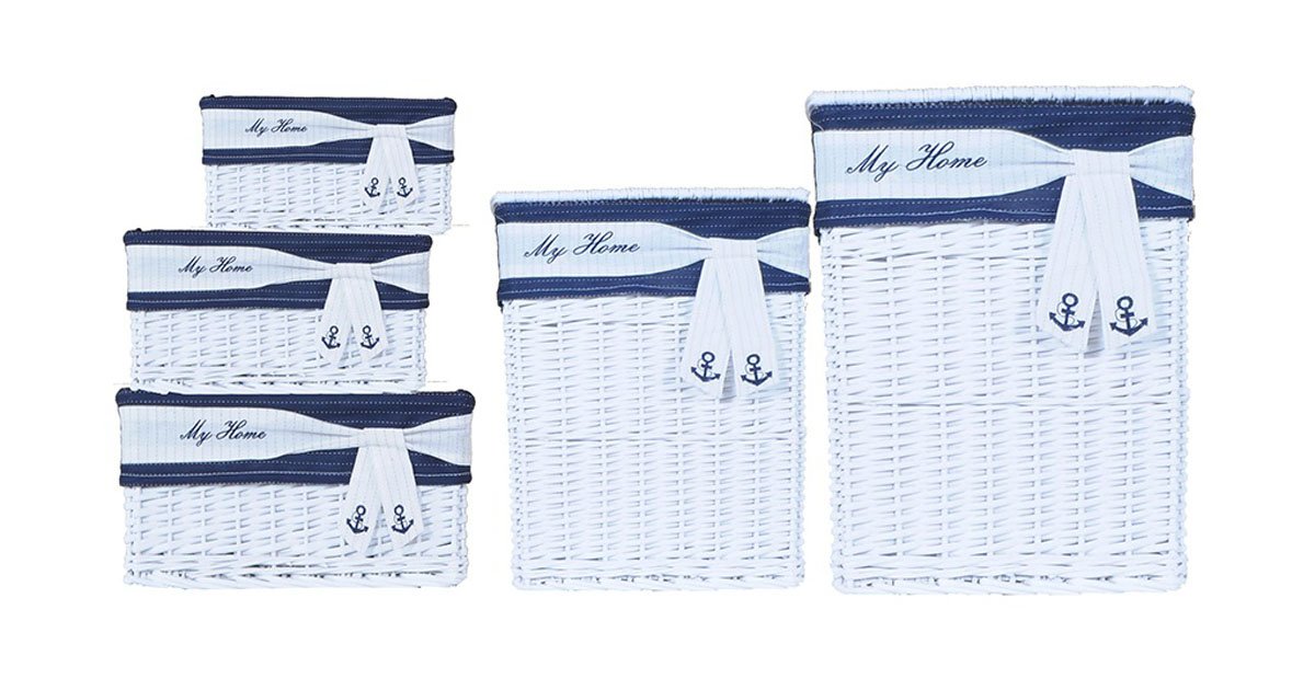 Lot de 5 paniers rectangulaires en osier