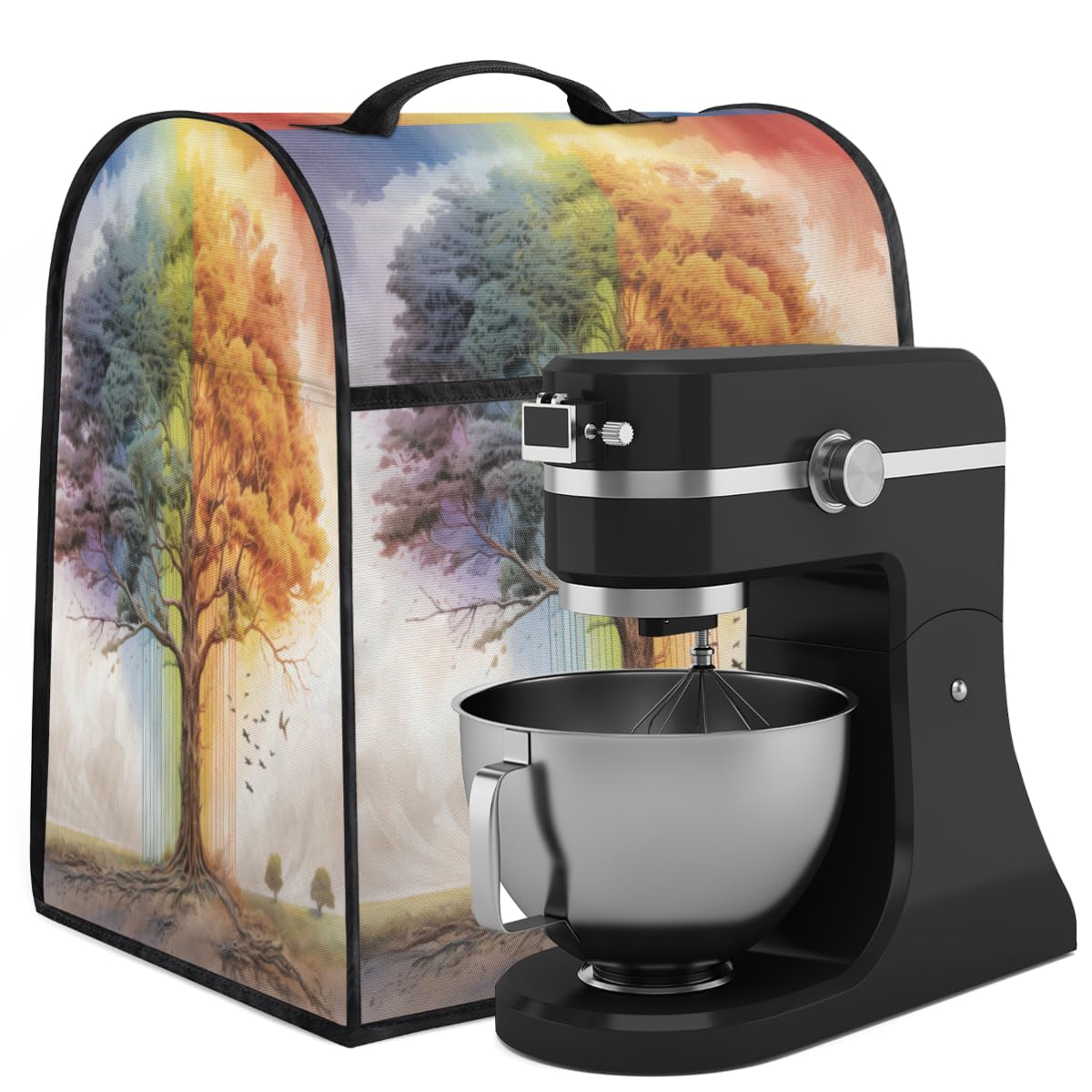 Coffee Maker Cover Four Seasons Tree Kitchen Appliance Covers Small Appliance Covers Blender Cover Juicer Cover Dust Covers for Kitchen Appliances with Top Handle and Pockets,Washable,C107