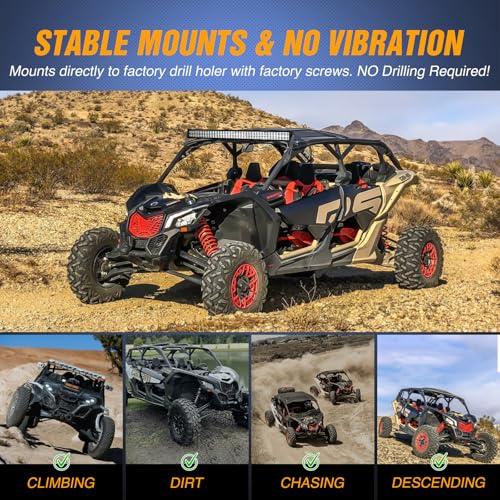 Image of Nilight Light Bar Mounting Brackets for 50 Inch Straight Lights UTV Roof Upper Windshield Compatible with Can-am Maverick X3 MAX DS RS MR Turbo R 2017 2018 2019 2020 2021 2022 2023 2024