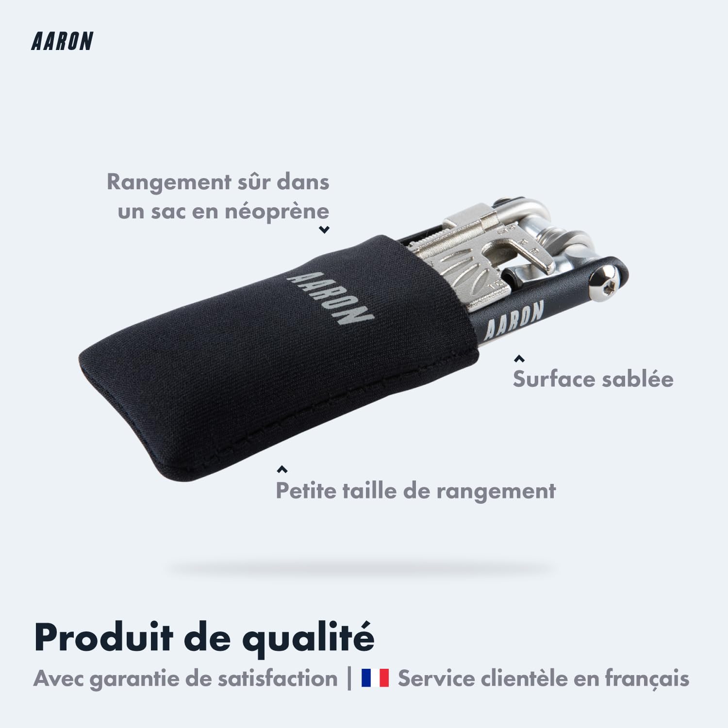 AARON Outil 20 en 1 Multitool - Outil multifonctionnel pour vélo en acier inoxydable/aluminium - Mini outil de vélo pliable avec de nombreuses fonctions - Outil de vélo pratique en noir