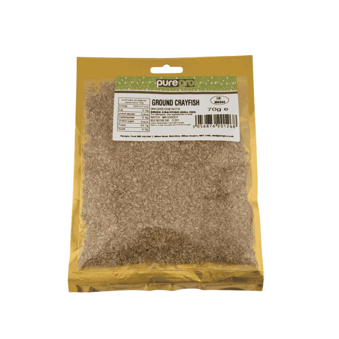 Puregro Ground Crayfish 70g | Finely Ground Dried Crayfish | Traditional West African Ingredient | Ideal for Soups, Stews and Authentic African Cooking | Pantry Staple