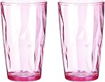 uxcell 10oz Acrylic Drinking Glasses, 2Pcs Plastic Reusable Tumblers Drinkware Unbreakable Water Glasses Cups Stackable & Dishwasher Safe for Home Outdoors Restaurant, Orange