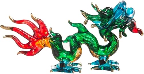 Figura en miniatura de cristal soplado de dragón chino de 1.25 pulgadas de alto, estatua de animal mítico, regalo coleccionable