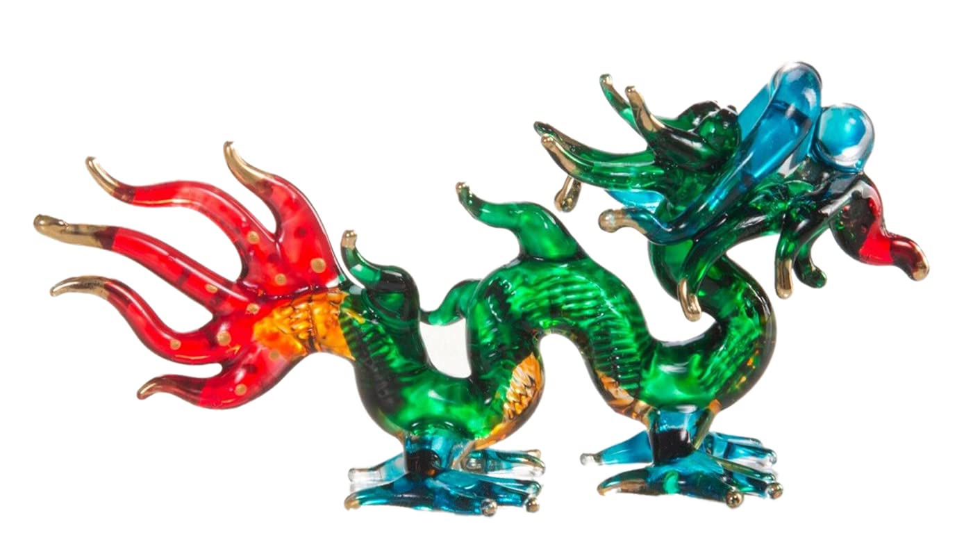 Figurine dragon miniature en verre soufflé animaux de collection
