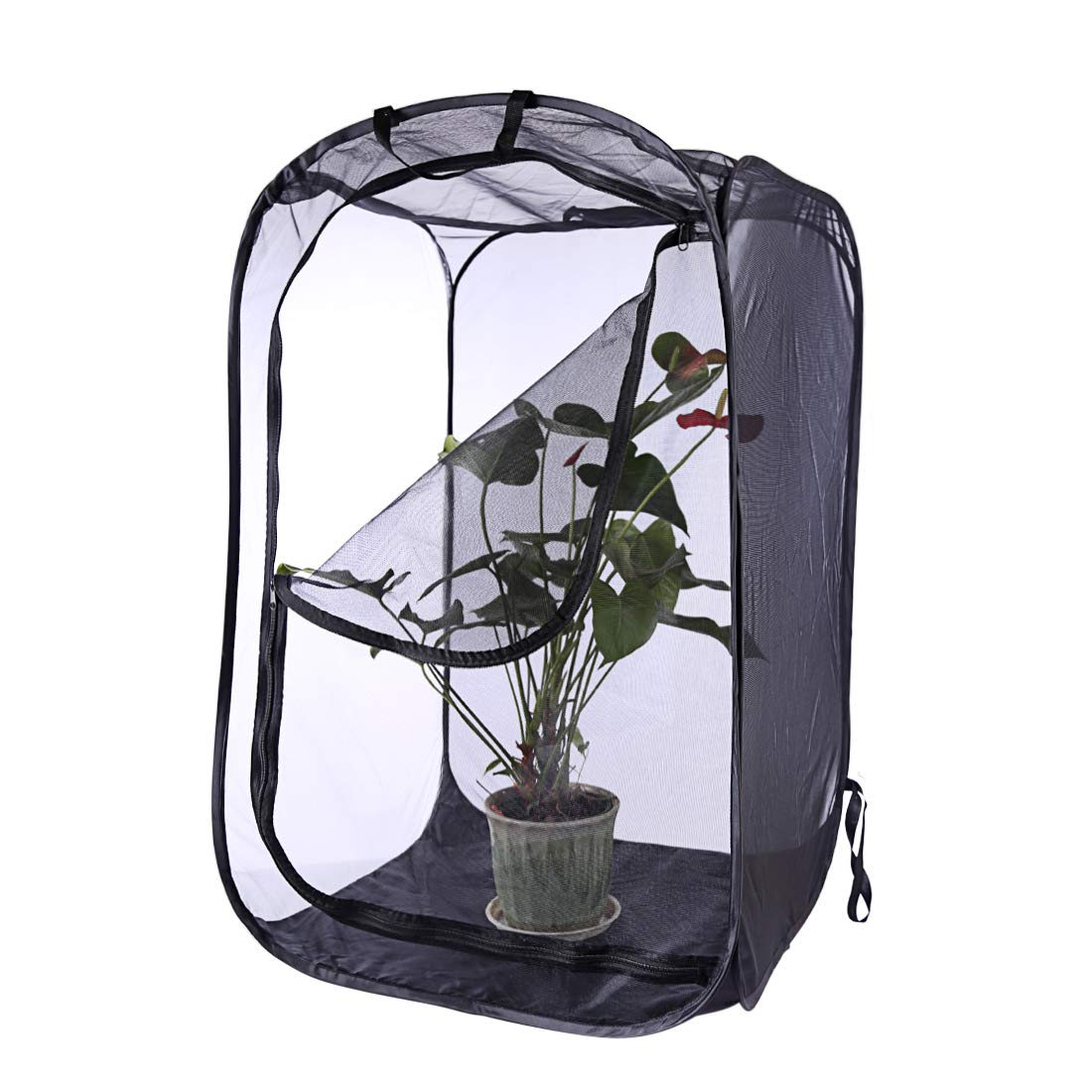 Jaula para Insectos y Mariposas (Plegable, Malla), Color Negro, Malla y PVC, 60 x 60 x 90 cm, Large