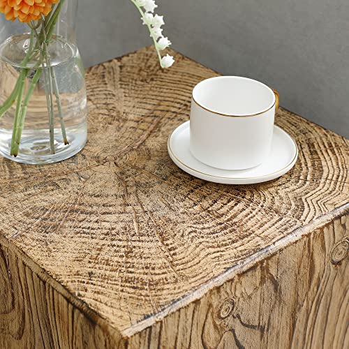 Homcom Decorative Side Table With Square Tabletop, Rustic Concrete End Table With Wood Grain Finish, For Indoors And Outdoors, Natural #TOP7