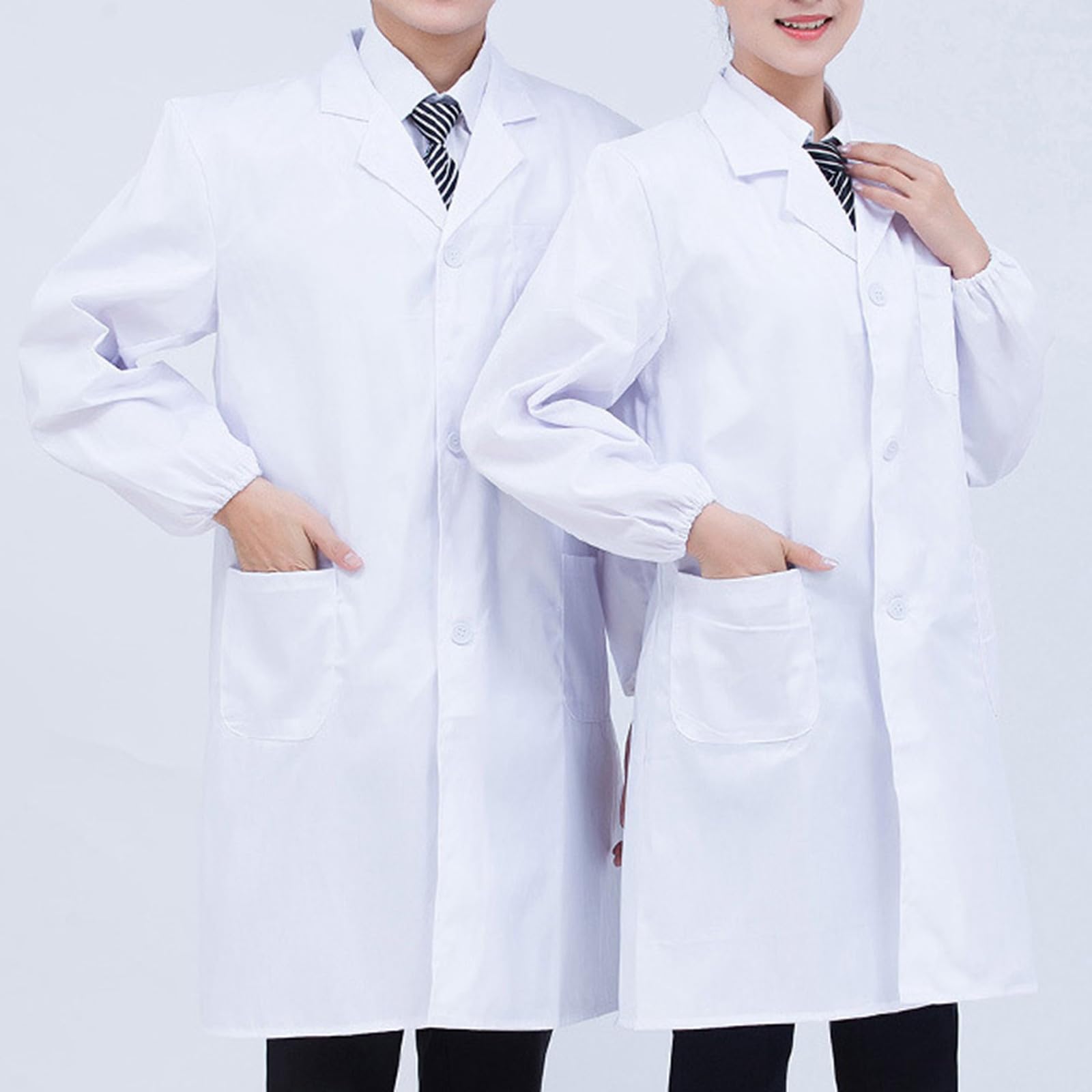Generisch Blouse de laboratoire pour hommes et femmes, blouse de laboratoire blanche à manches longues pour étudiants, médecins beauté, vêtements de travail de laboratoire polyvalents