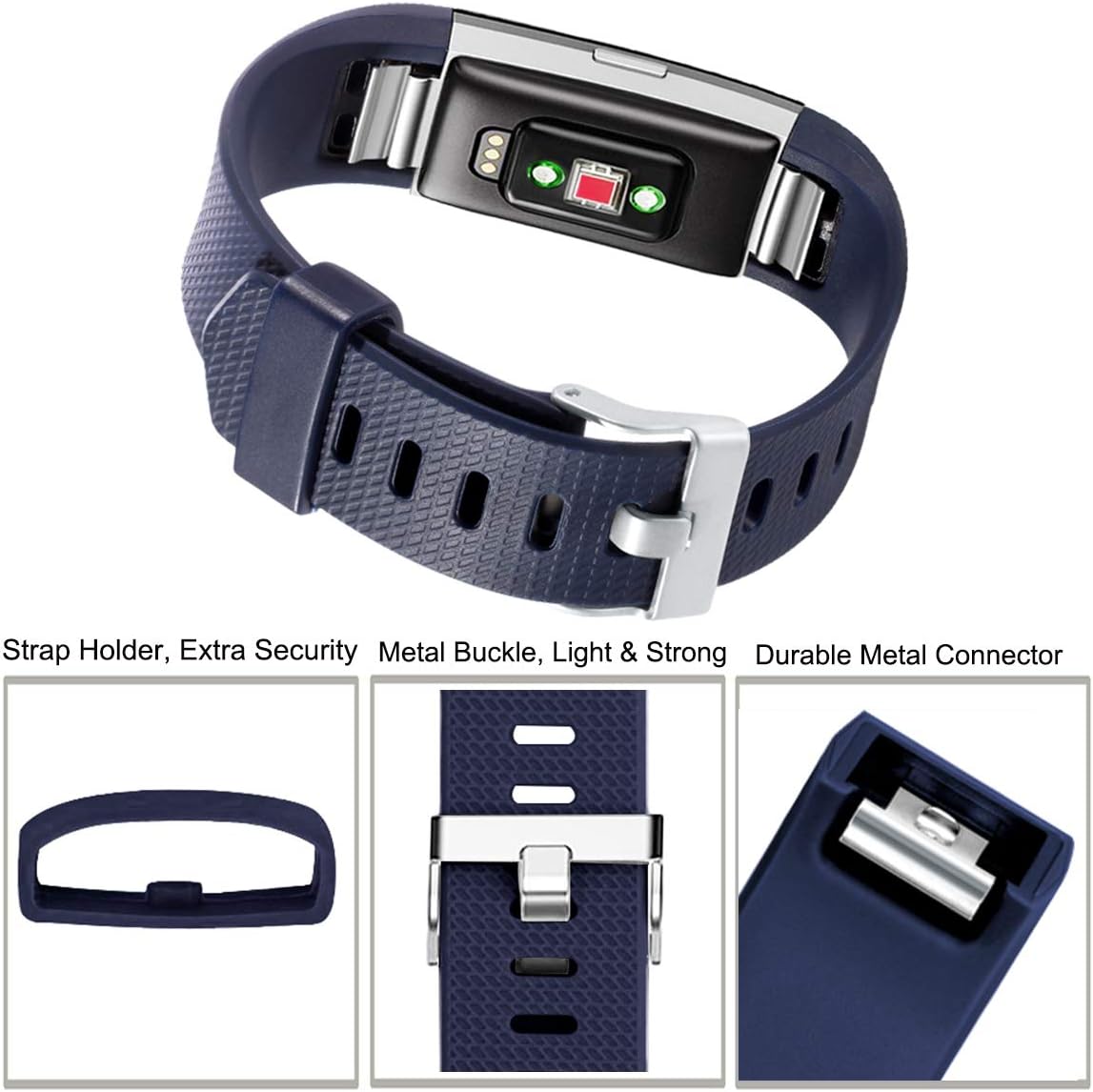 Wepro Bands Compatible with Fitbit Charge 2 HR, 3-Pack Adjustable Wrist Replacement Band for Women Men