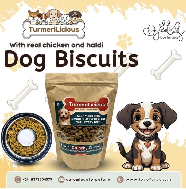Love for pets Dog Biscuit Chicken Flavour | Dog Biscuits for Adult Dog | Dog Biscuits for Puppy | Dog Food for All Types of Dogs - Total 910 Grams (Buy 500 gram Pack & Get 2 Free) (B0D119H62L) Amazon Price History, Amazon Price Tracker