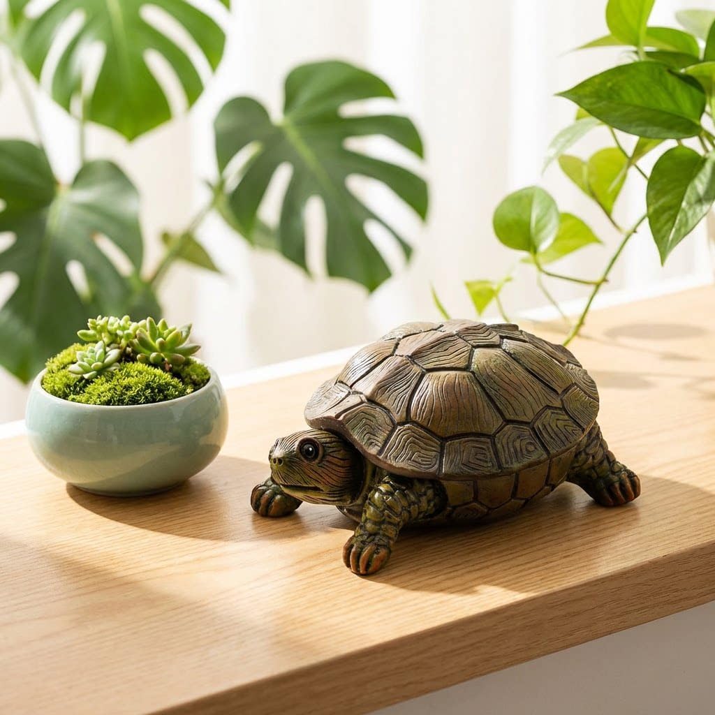 LUOZZY Turtle Jewelry Case Resin Jewelry Trinket Box Decoration Turtle Shaped Necklace Rings Storage Container Home Supply - Small
