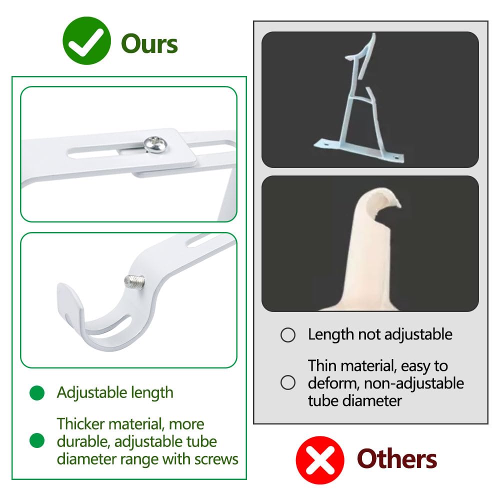 Set 4 Staffe Per Tende Regolabili - Bianche, Per Aste Fino A 26mm, Con Viti E Angolo Regolabile - Foto 8