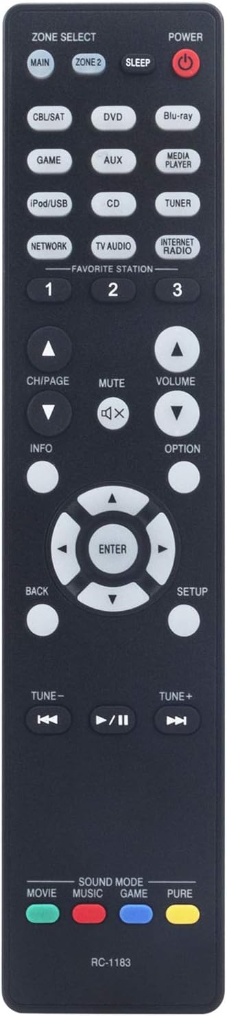 ZdalaMit RC-1183 Replacement Remote Control fit for Denon AV Receiver AVR-X2000 AVRX2000