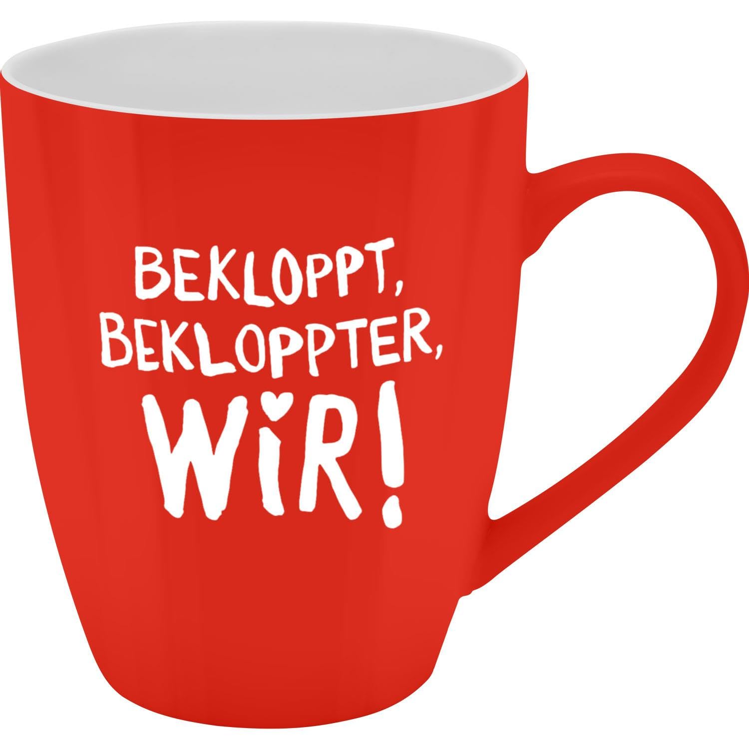 GRUSS & CO Mug with Bekloppt Motif | Mug with Saying New Bone China Porcelain 35 cl with Gift Bath Bottle | Funny Gift, Birthday | 74210