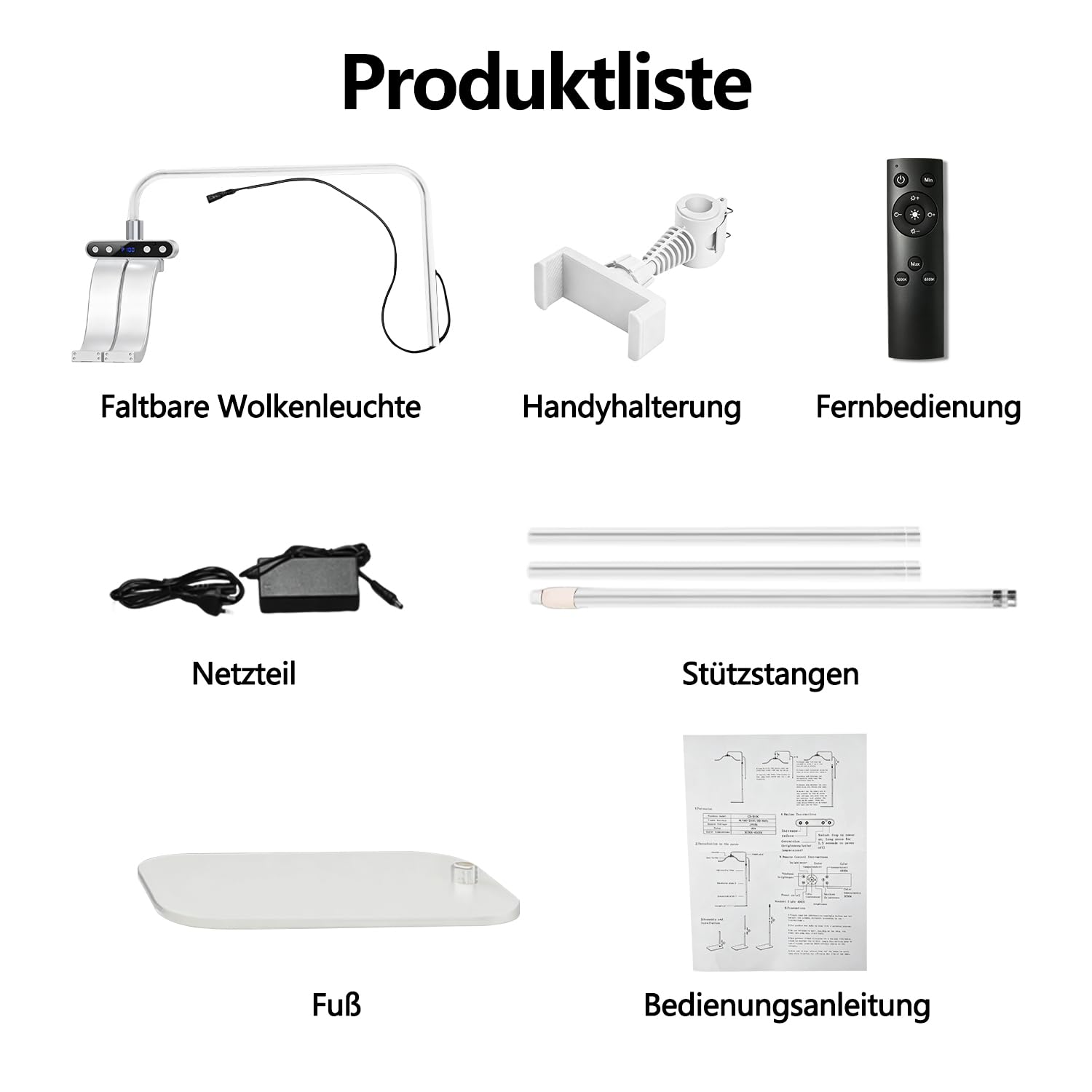 yAyusi Wolken-Stehlampe für Wimpern mit Telefonhalter, Faltbare Einziehbarer Wimpern Lampe für Wimpernverlängerung, Dimmbares LED Beauty-Ringlicht für Wimperntechnik/Hautpflege/Tätowierungen (Weiß)