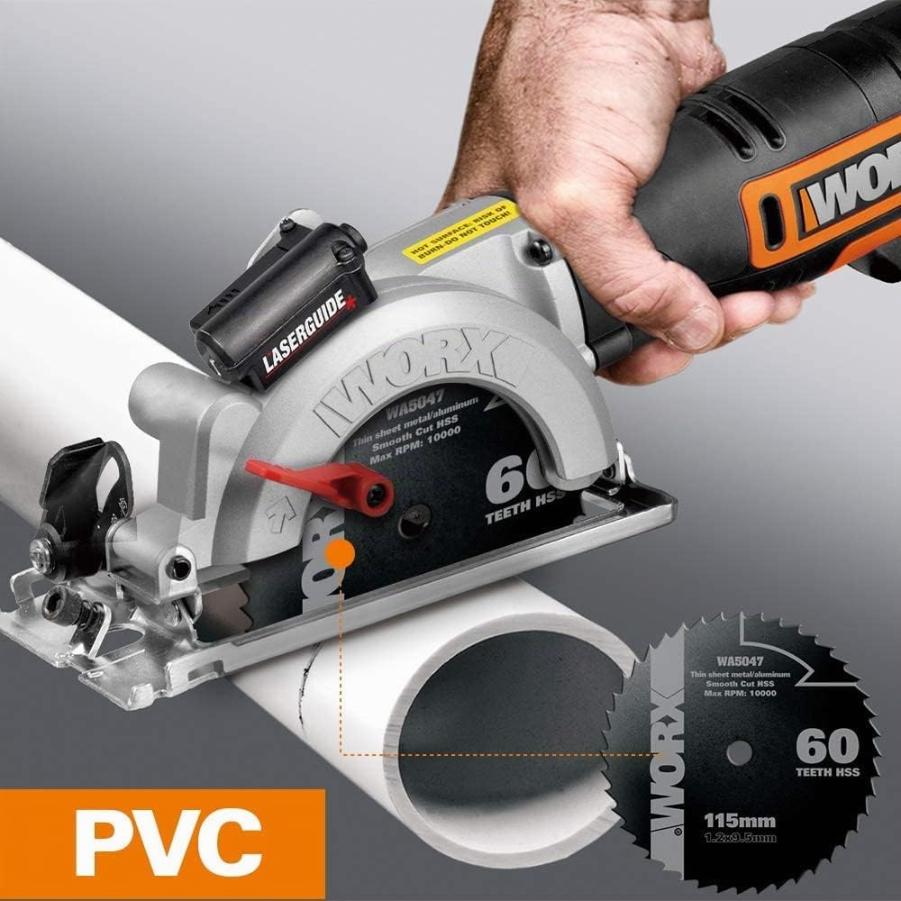 Sierra Circular WORXSaw XL | WX427 | Disco de 120mm | 46mm de profundidad de corte | Incluye 3 discos WORX en equipo básico | Potente motor de 710W | Incluye maletín