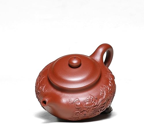Miniatura 7 de Zisha - Tetera de arcilla Yixing de 8 onzas con filtro, fanggu de alivio de dragón hecho a mano, juego de té chino de Kung Fu
