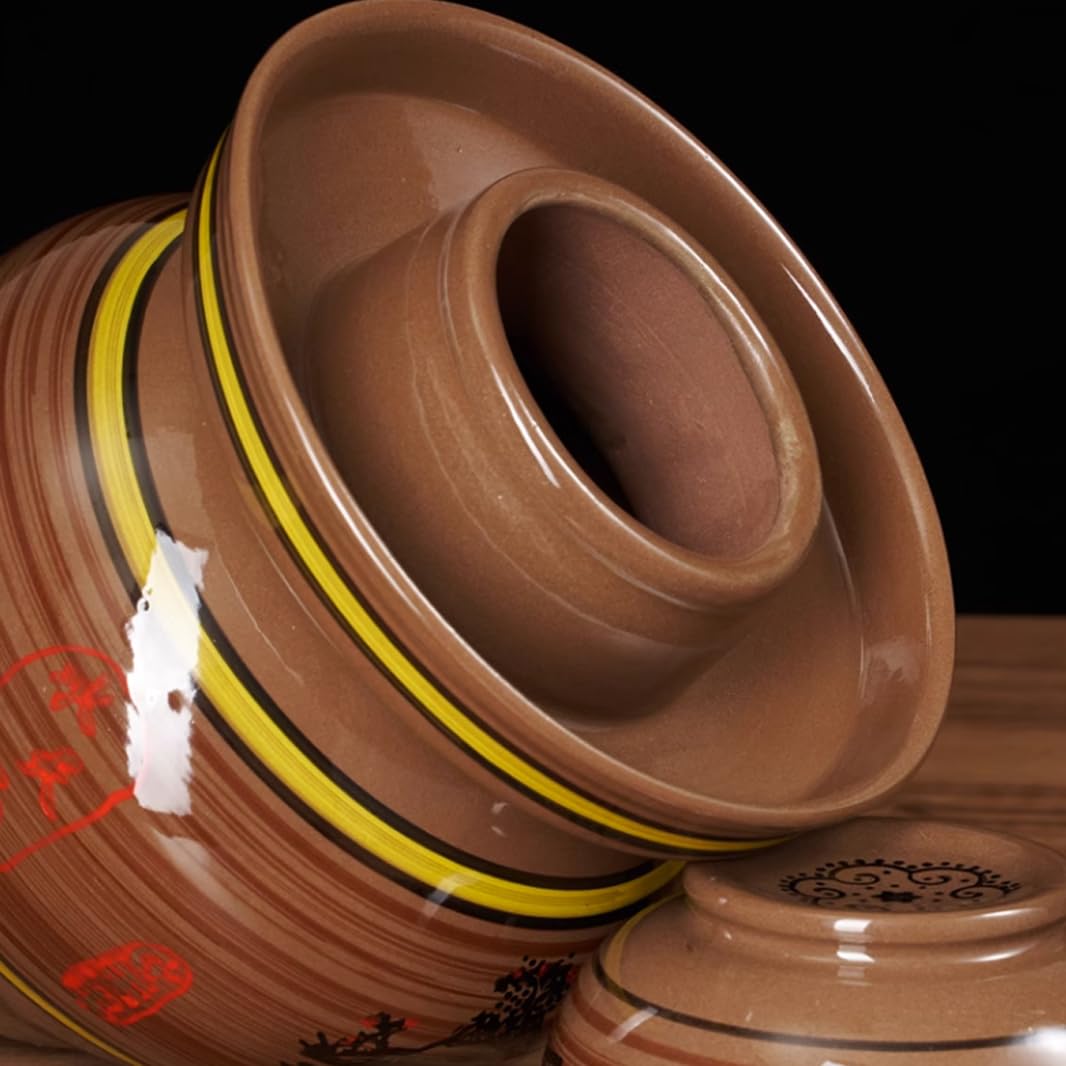 Duży ceramiczny słoik na ogórki z pokrywkami, tradycyjny chiński porcelanowy garnek na ogórki, ceramiczny garnek do fermentacji z pokrywką z uszczelką wodną, garnek na kiszoną kapu(6 kg