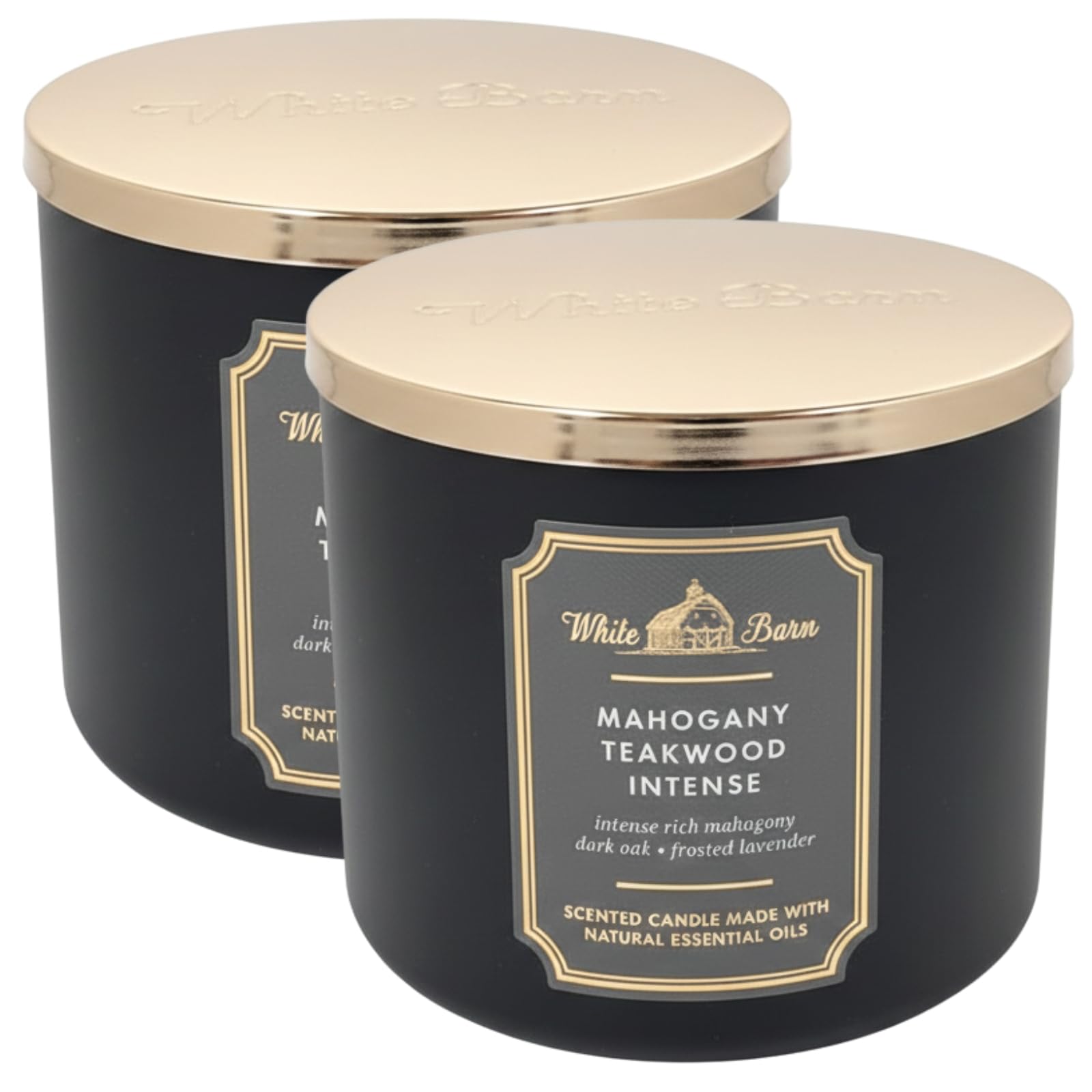 Bath & Body Works White Barn 3-Wick Candle in Mahogany Teakwood High Intensity (Pack of 2)