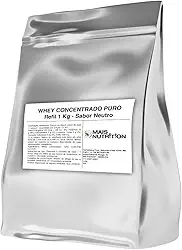 Mais Nutrition Whey Protein Concentrado Puro, Sabor Neutro, 1kg, 80% Proteína, Alto Valor Biológico