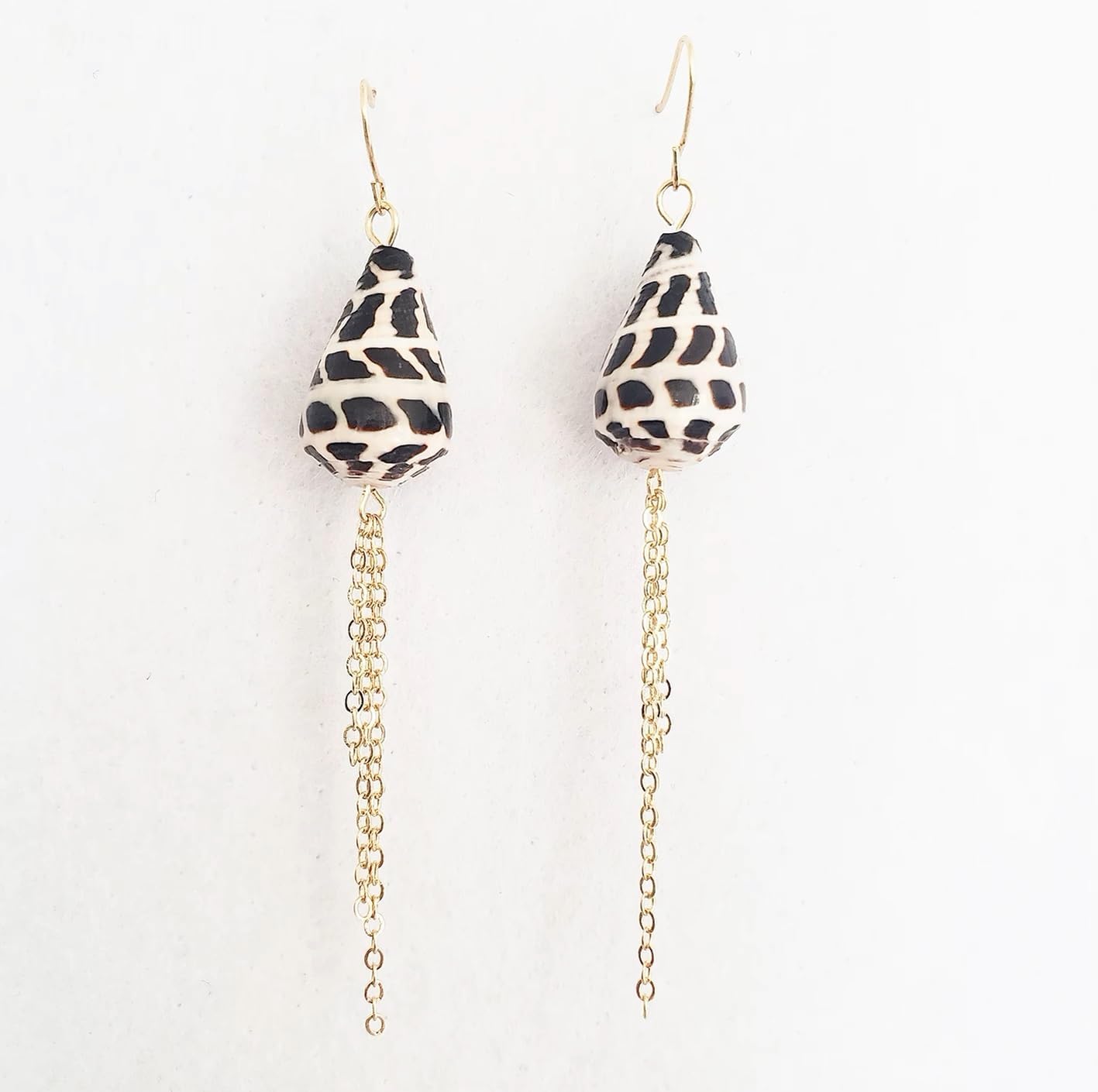 Hebrew cone shell chain earrings, Sea shell earrings